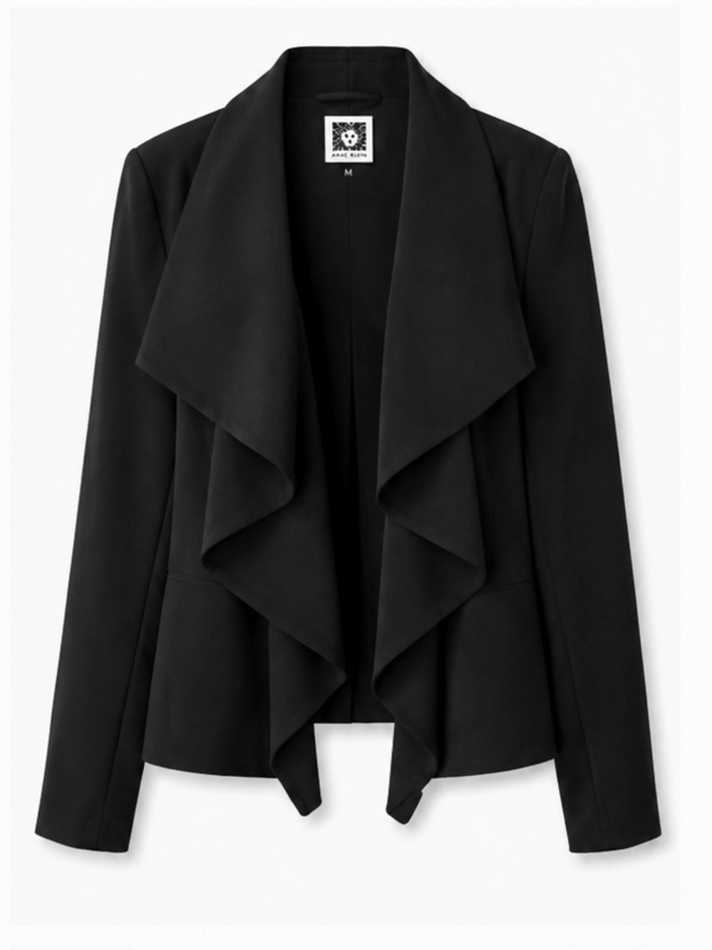 Anne Klein Black Draped Open-Front Blazer